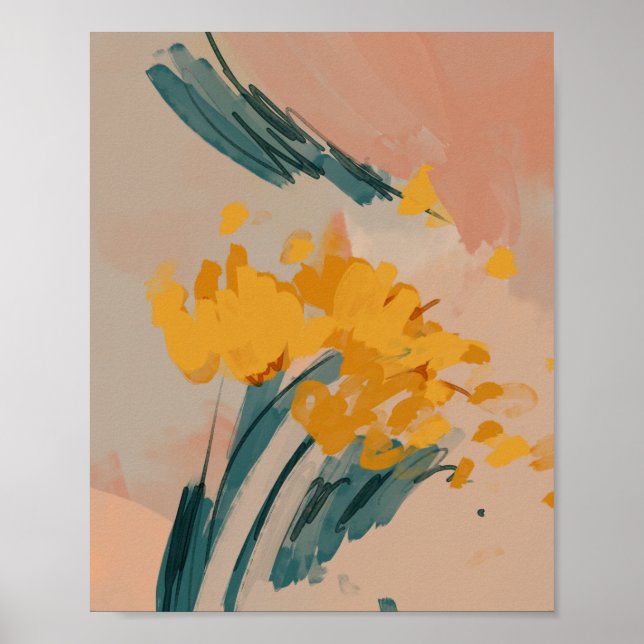Poster Fleurs peintes Abstraites (Devant)