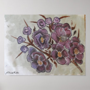 Poster Fleurs peintes Frida Kahlo