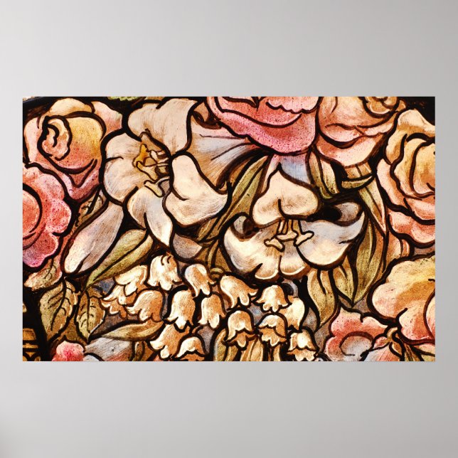 Poster Fleurs peintes sur verre (Devant)