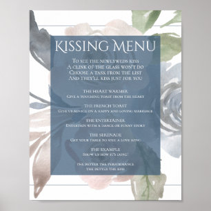 Poster Fleurs Poussiéreuses   Menu des Baisers Pastel Ble