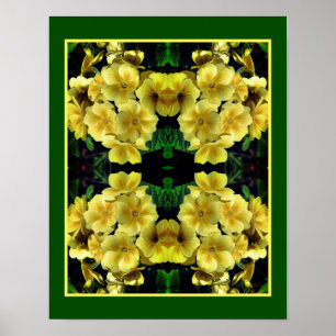 Poster Fleurs printanières du Primrose jaune Abstrait