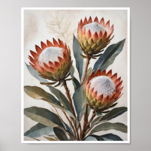 Poster Fleurs Protea Peinture Mur Art Décor Salle
