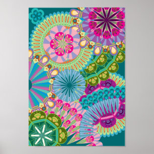 Poster fleurs psychédéliques de plume