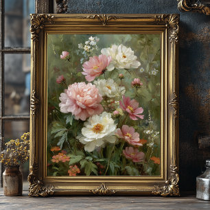 Poster Fleurs romantiques vintage et fleurs sauvages - Ar