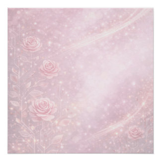 Poster Fleurs rose et gris perle en art IA 