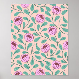 Poster Fleurs roses