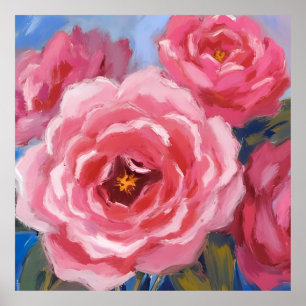 Poster Fleurs roses