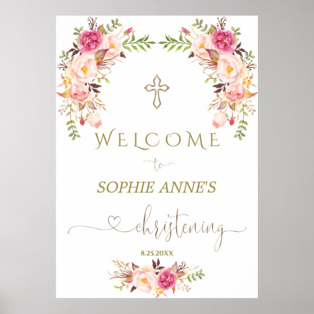 Poster Fleurs Roses Blush Bienvenue Fille Chanteur (Devant)