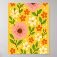 Fleurs roses, crème et orange avec des feuilles ve