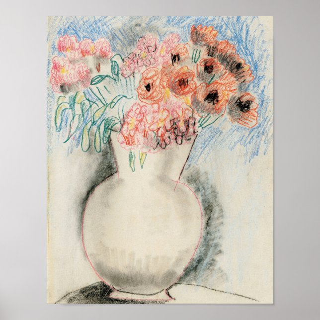 Poster Fleurs roses dans un vase | Christopher Wood (Devant)