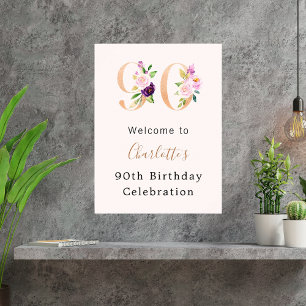 Poster Fleurs roses de la pêche numéro 90e anniversaire b