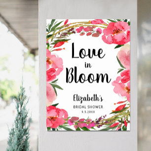 Poster Fleurs roses de l'amour en fleurs pour la fête de 
