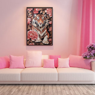 Poster Fleurs roses de tigre en Mémerisation