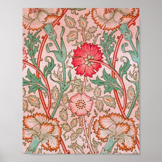 Poster Fleurs roses de William Morris (Devant)