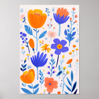 Poster Fleurs roses et violettes