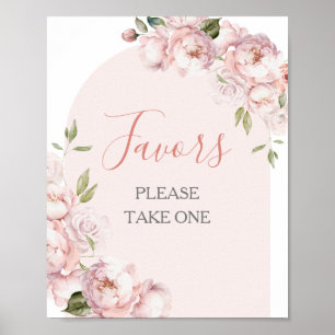 Poster Fleurs roses Fille Baby shower bébé en fleur Faveu