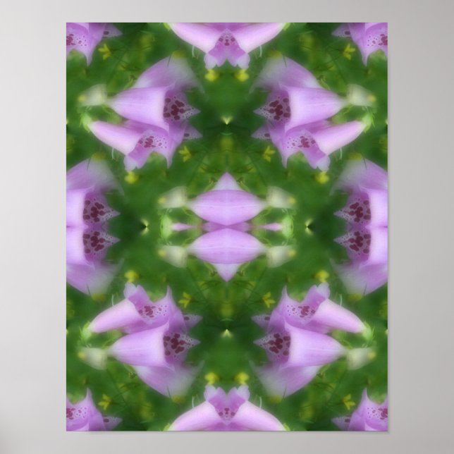 Poster Fleurs roses Foxglove Abstraites (Devant)