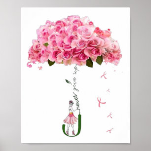 Poster Fleurs roses Ruban Lutte de sensibilisation au can