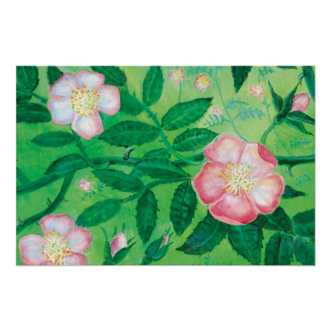 Poster Fleurs roses sauvages (Devant)