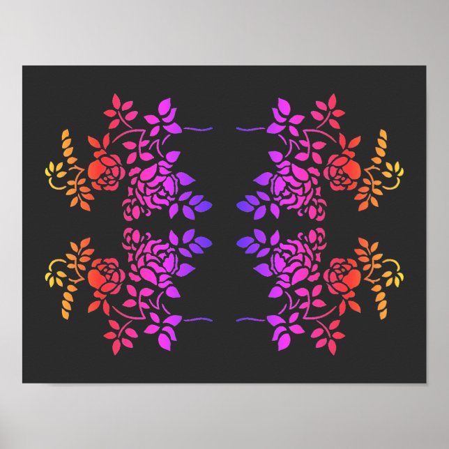 Poster Fleurs Roses tendues Couleurs Abstraites (Devant)