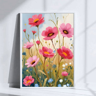 Poster Fleurs Rougissantes   Prairie Fleurie de Fleurs Ro