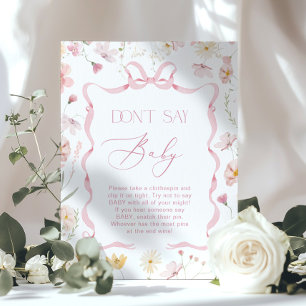 Poster Fleurs sauvages bébé rose Baby shower