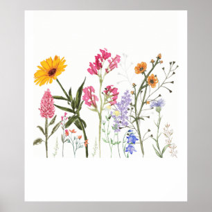 Poster Fleurs sauvages, Botanique Vintage, Pastel Floral