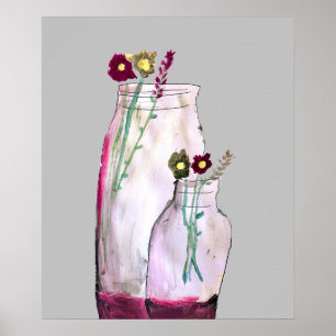 Poster Fleurs sauvages d'aquarelle Whimsical en vase