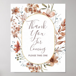 Poster Fleurs sauvages d'automne Merci d'être venu Signe