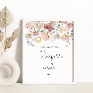 Poster Fleurs sauvages laisser votre carte de recette ici