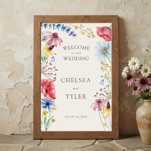 Poster Fleurs Sauvages Mariage Bienvenue Floral Rustique 