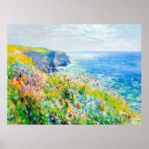 Poster Fleurs sauvages par Cliff Impressionist Coastline