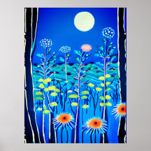 Fleurs sauvages sous Pleine lune