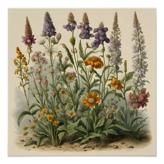Poster Fleurs sauvages vintages (Devant)