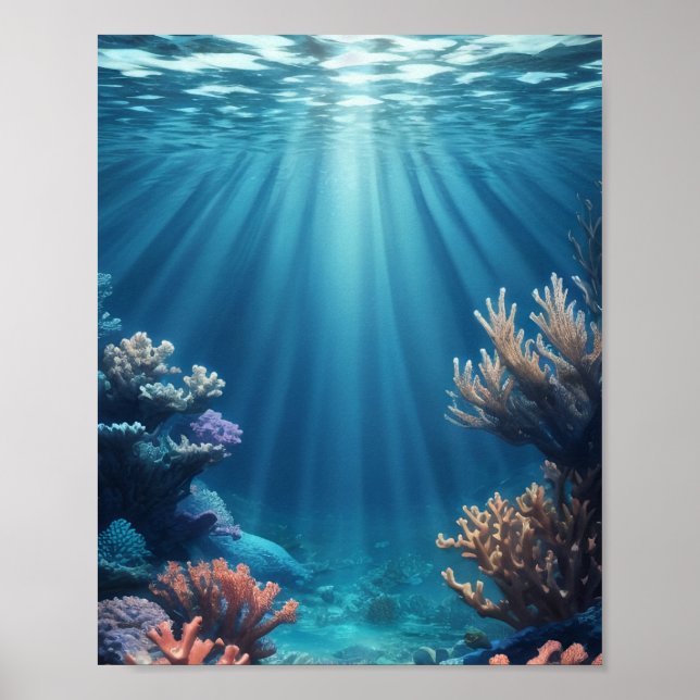 Poster fleurs Sous l'eau Coral Reef fonds marins (Devant)