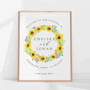Poster Fleurs Sunflower Wreath Mariage Bienvenue