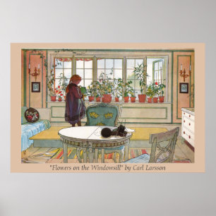 Poster Fleurs sur la copie d'art de Carl Larsson de