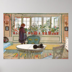 Poster Fleurs sur la fenêtre Sill by Larsson