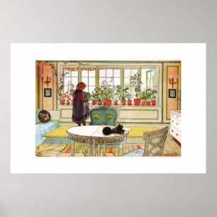 Poster Fleurs sur le rebord de la fenêtre par Carl Larsso