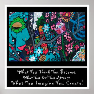 Poster Fleurs Symboles spirituels Colorful Zen affirmatio