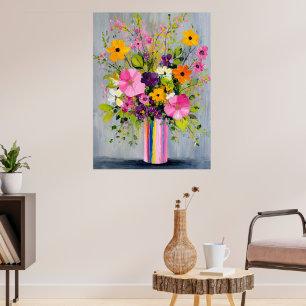 Poster Fleurs texturées dans un vase