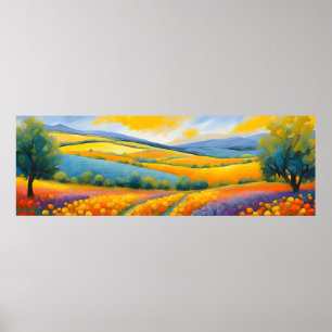 Poster "Fleurs Tranquilles" Paysage étendu Provence