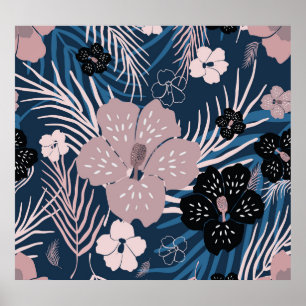 Poster Fleurs tropicales Palm Texture Feuille