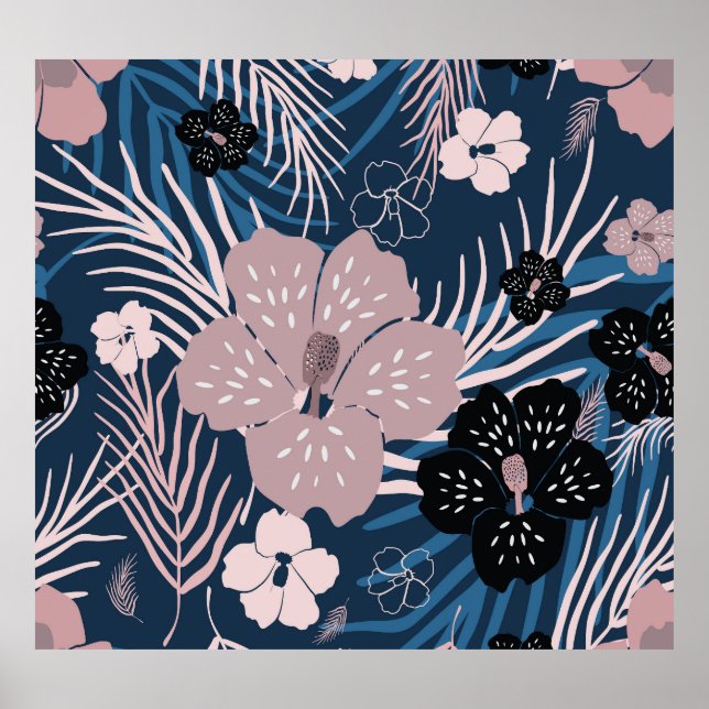 Poster Fleurs tropicales Palm Texture Feuille (Devant)