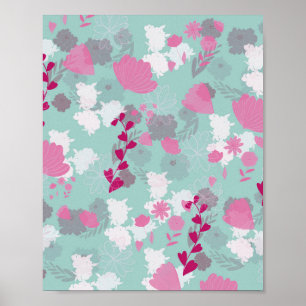 Poster fleurs vertes
