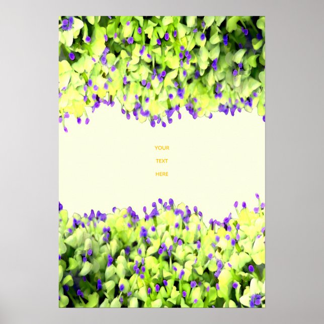 Poster fleurs vertes et violettes (Devant)