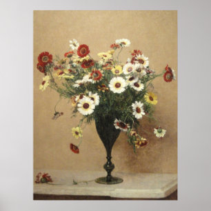 Poster Fleurs vintage Henri Latour chrysanthèmes