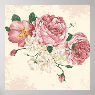 Poster Fleurs Vintages élégantes