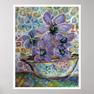 Poster Fleurs violettes dans un bol Impressionnisme Impri