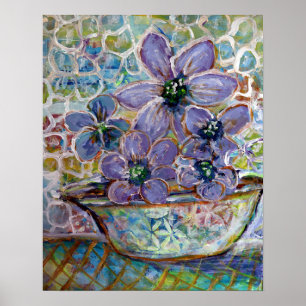 Poster Fleurs violettes dans un bol Impressionnisme Impri